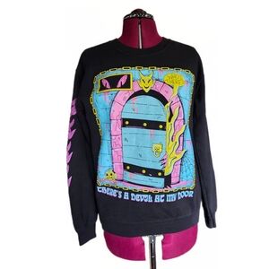 'Devil At My Door' Long Sleeve Crewneck Sweatshirt Adult Size Small